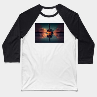 Commercial Guitar Art With Water Splashing In The Sunset Baseball T-Shirt